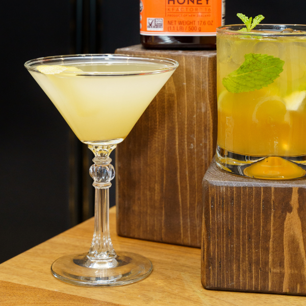 Lemon Ginger Gimlets with Manuka Honey