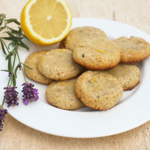 Lavender Oat Shortbread Cookies Drizzled with Lemon Honey