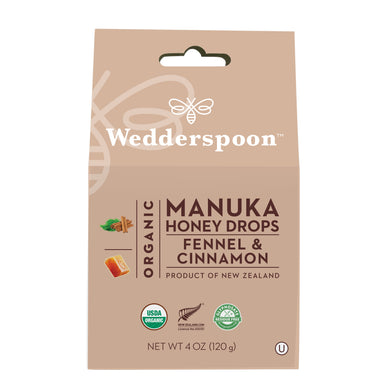 Wedderspoon Manuka Honey Drops Fennel & Cinnamon 