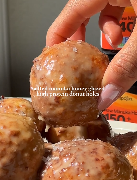Salted Mānuka Honey High-Protein Glazed Cottage Cheese Donut Holes