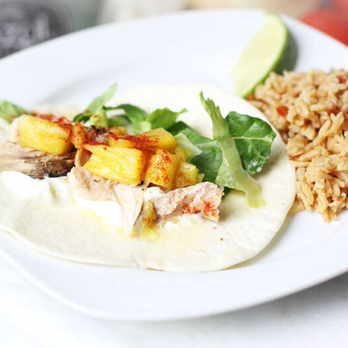 Chicken Tacos with Tequila Honey Pineapple Salsa
