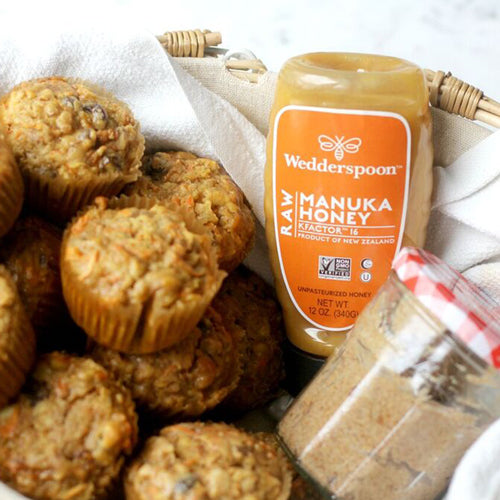 Morning Glory Muffins with Manuka Honey Butter