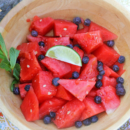 Watermelon Berry Salad with Honey Lime Dressing