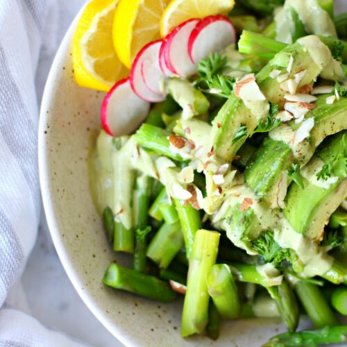 Asparagus Salad with Manuka Honey Avocado Dressing