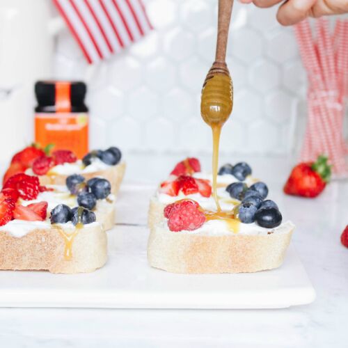 Patriotic Strawberry Bruschetta