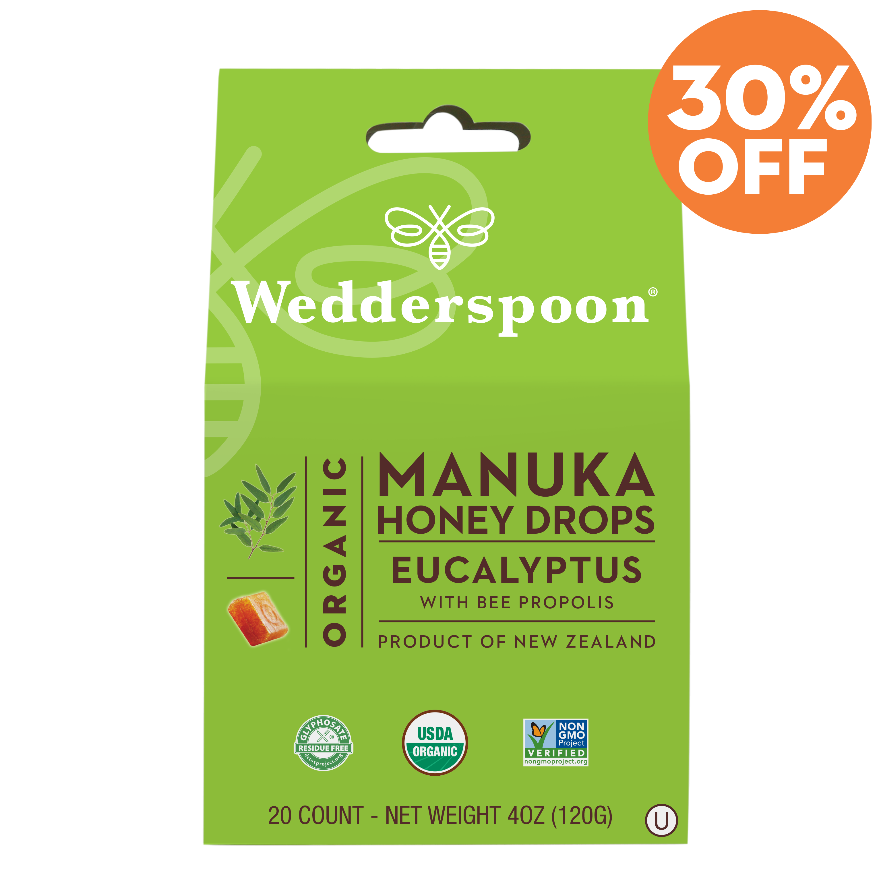 Organic Manuka Honey Drops - Eucalyptus