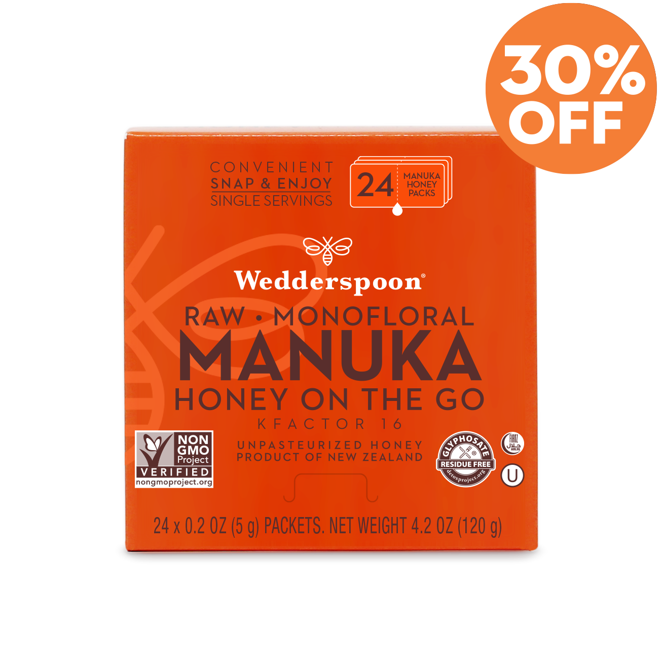 Honey On the Go - Manuka Honey KFactor 16 Travel Packs (24/box)