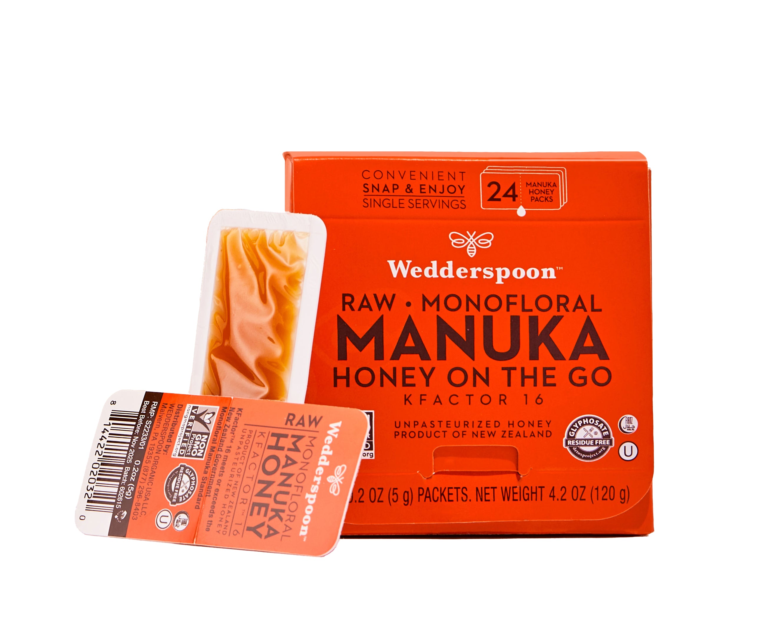 Honey On the Go - Manuka Honey KFactor 16 Travel Packs (24/box)