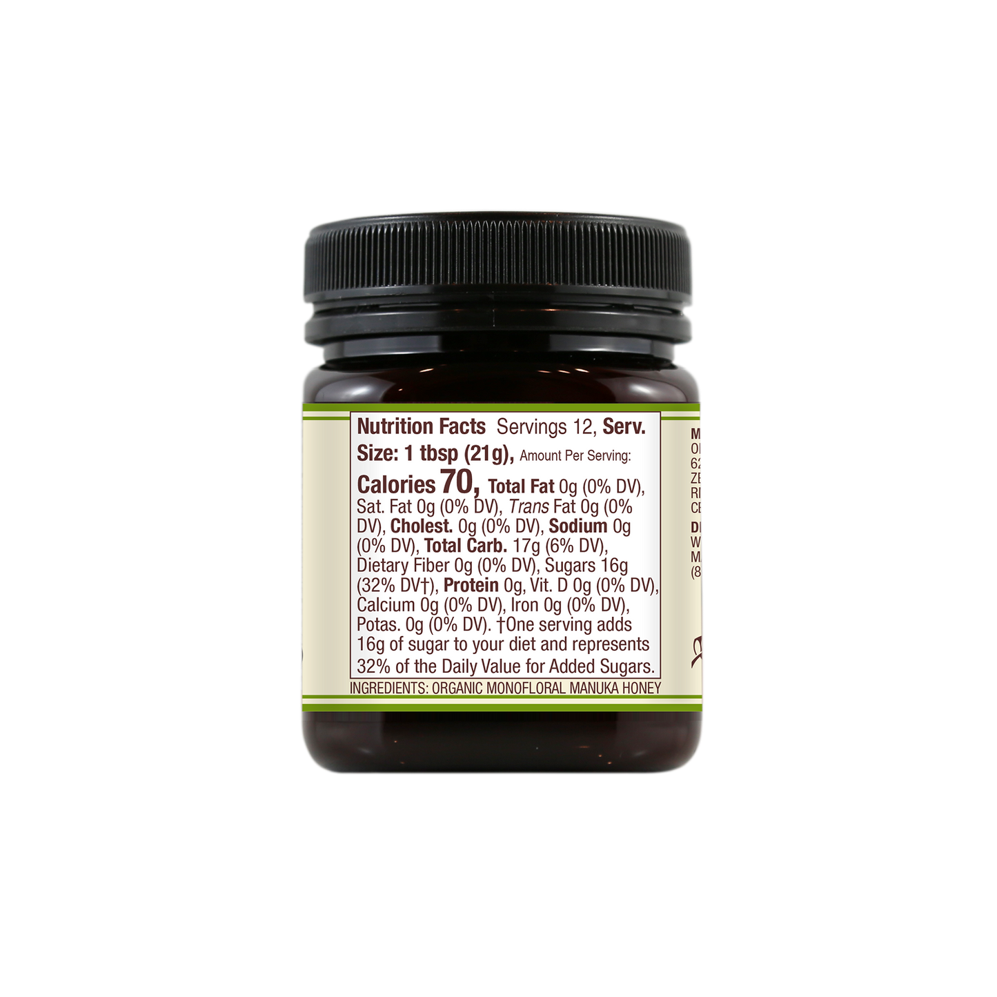 Organic Raw Monofloral Mānuka Honey, 250g/8.8oz