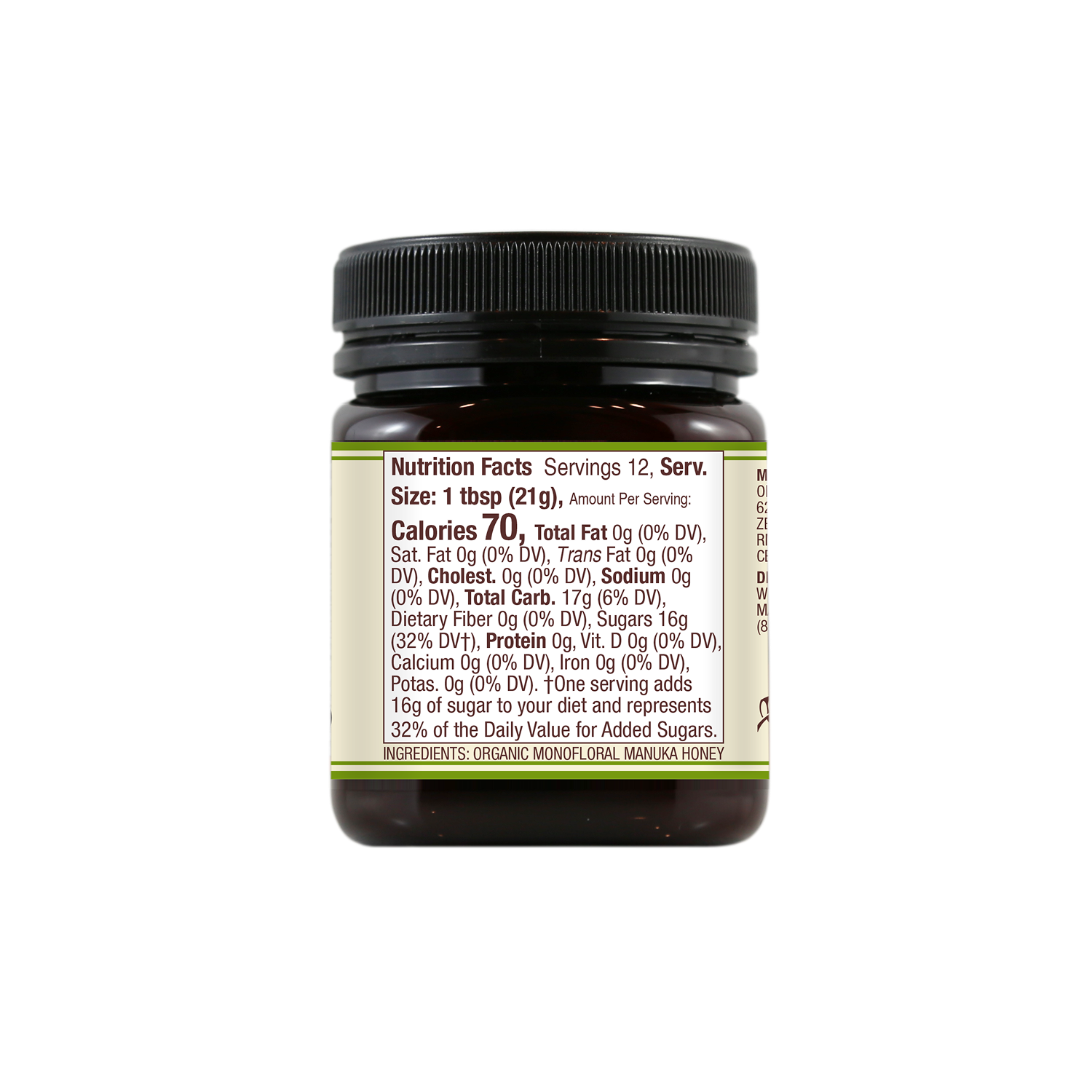 Organic Raw Monofloral Manuka Honey, 250g/8.8oz