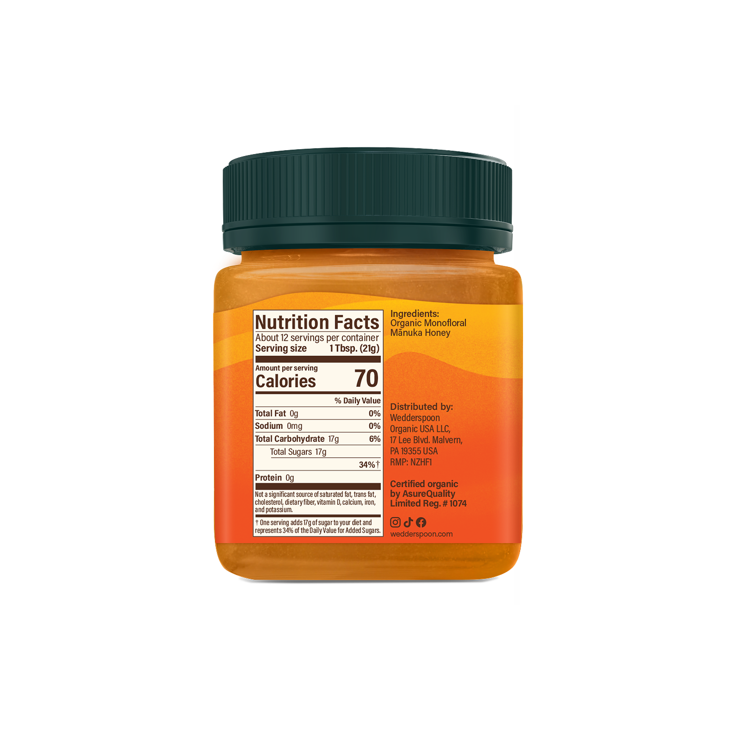 Organic Raw Monofloral Mānuka Honey, 250g/8.8oz