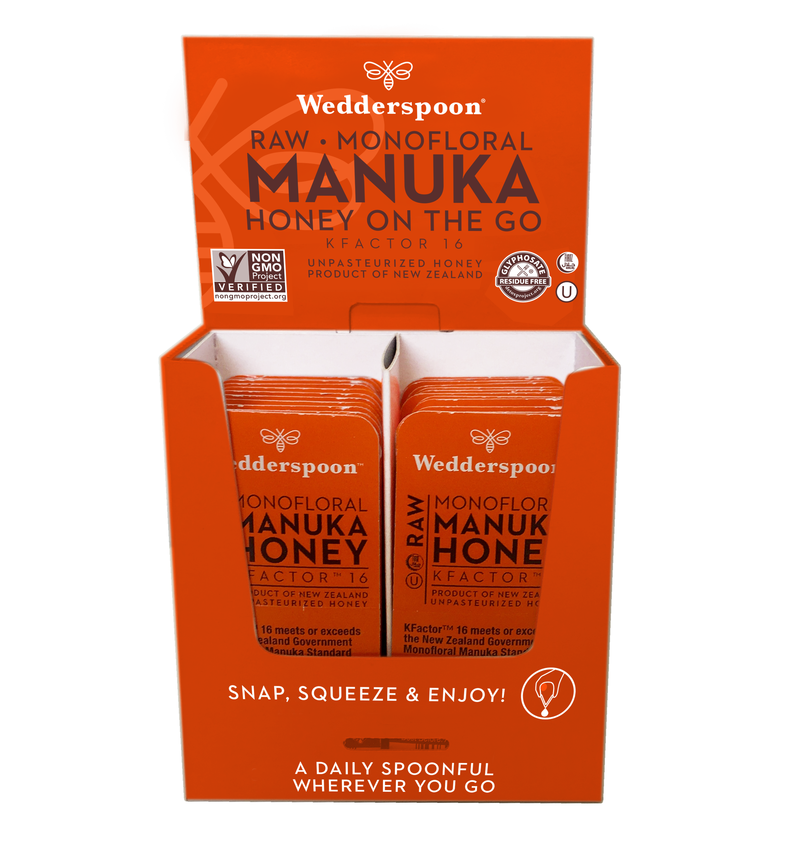 Honey On the Go - Manuka Honey KFactor 16 Travel Packs (24/box)