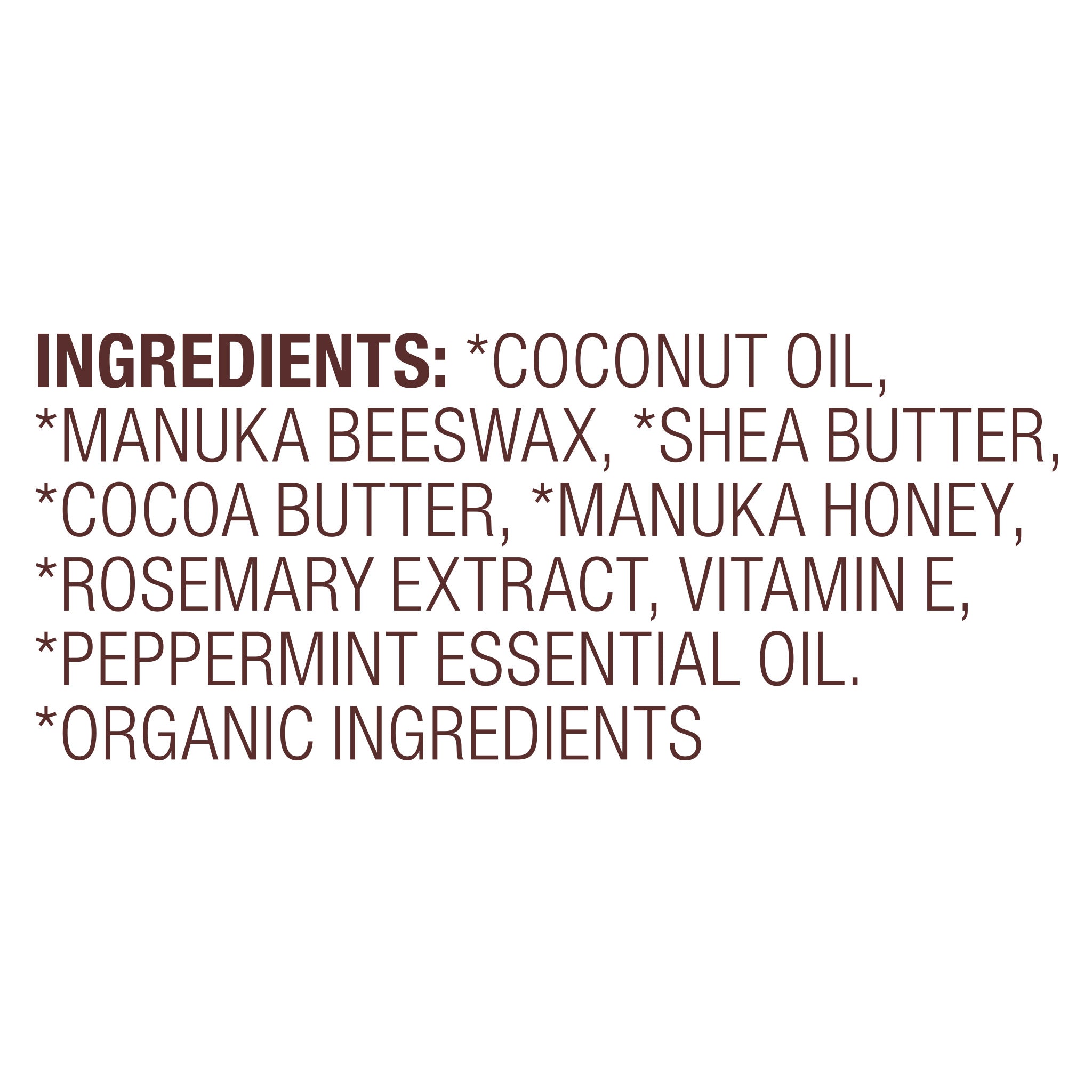 Organic Manuka Lip Balm Peppermint Ingredient List
