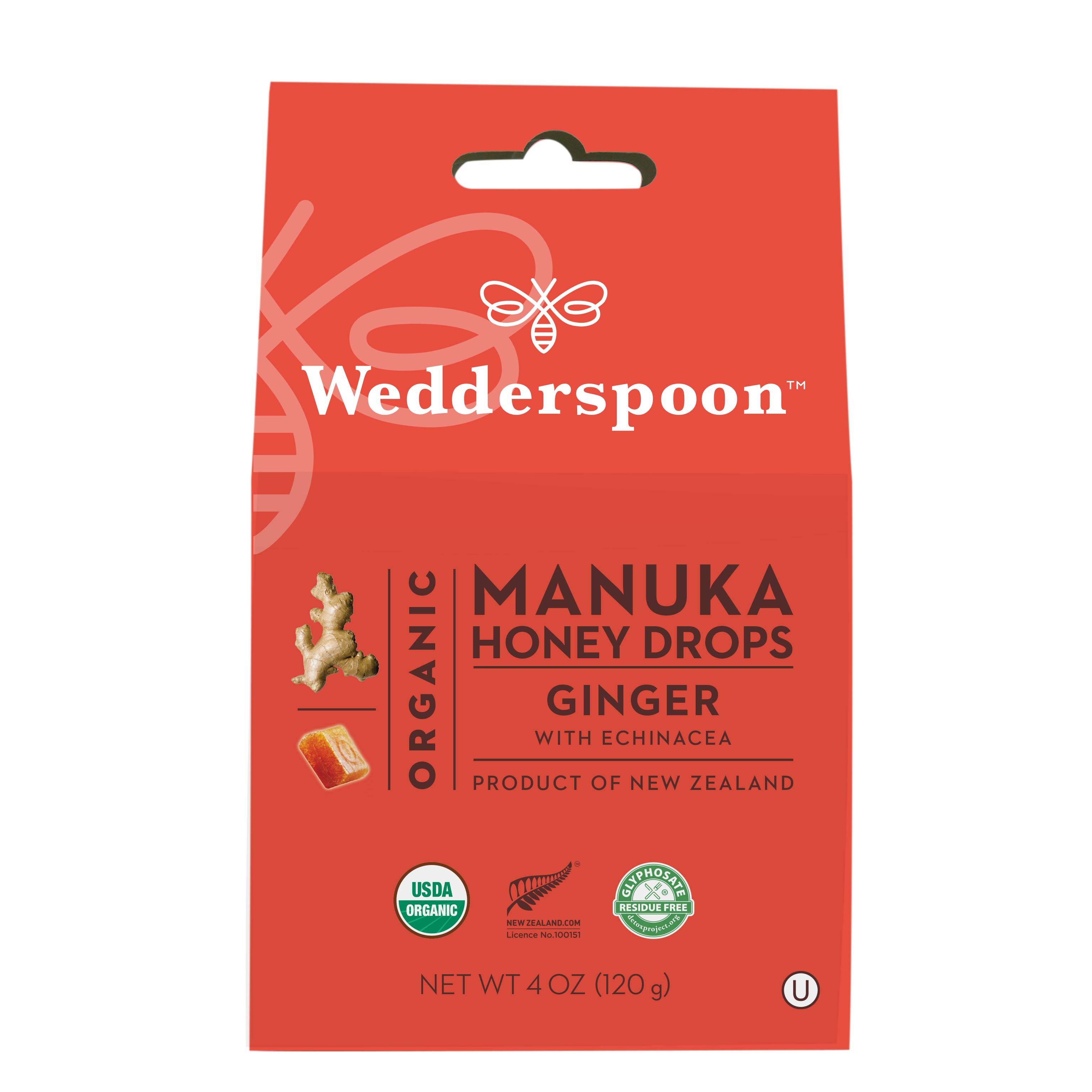 Wedderspoon Manuka Honey Drops Ginger